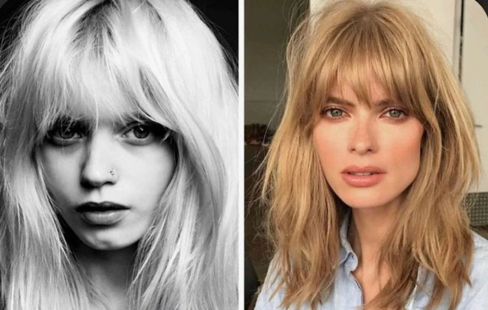Textured shaggy bangs